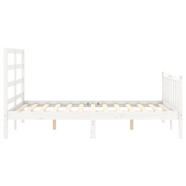 vidaXL Bedframe met hoofdbord massief hout wit 120x200 cm