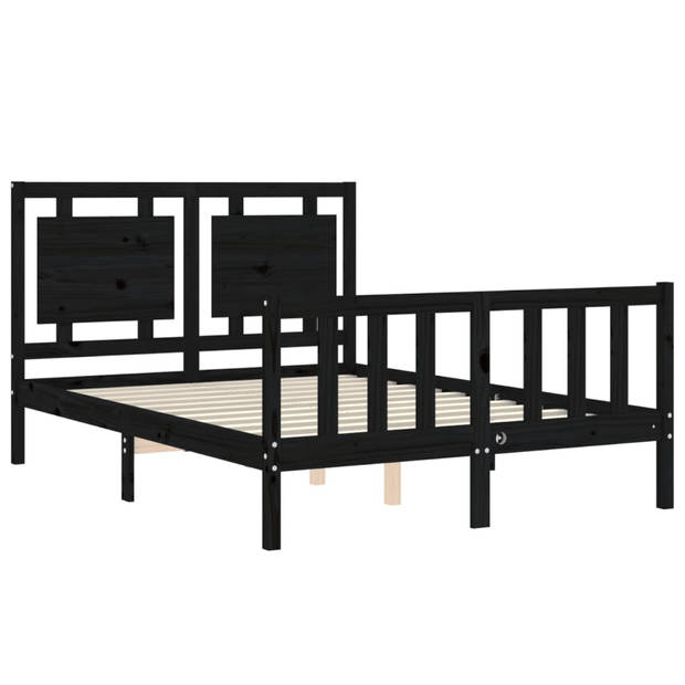 vidaXL Bedframe met hoofdbord massief hout zwart