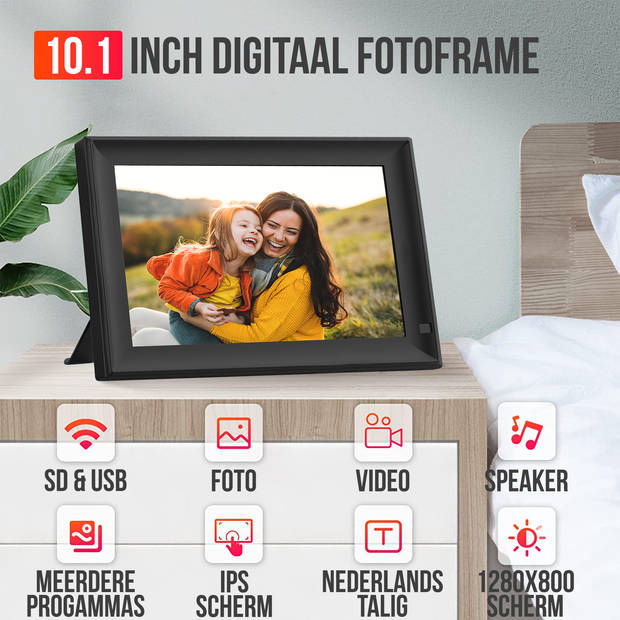 Strex Digitale Fotolijst - 10.1 Inch Scherm - USB - SD - Speaker - Nederlandstalig - Digitaal Fotokader