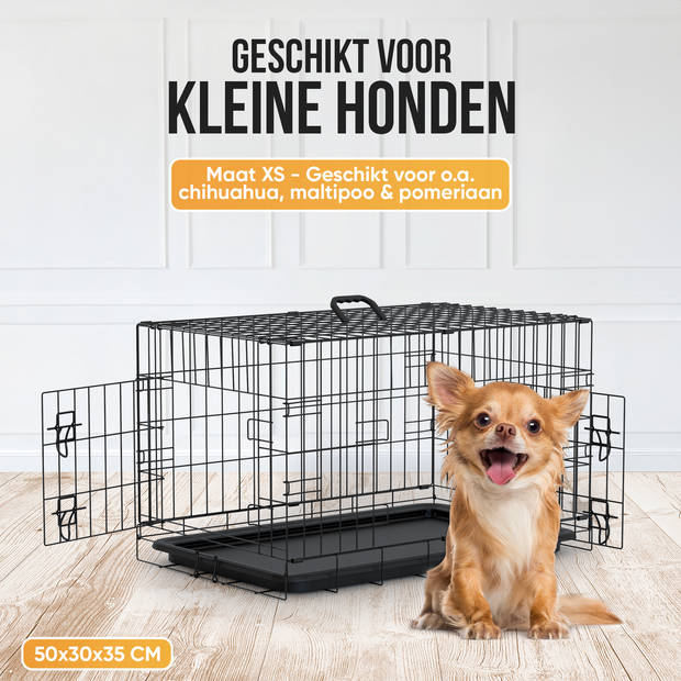 Avalo Hondenbench XXS - Bench Voor Honden - Opvouwbare Kooi - 2 Deuren - 50x30x35 CM