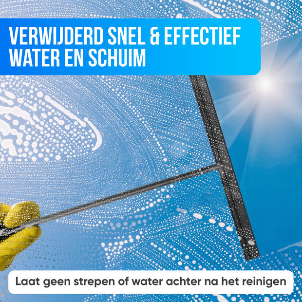 Avalo Vloertrekker met Steel - Luxe Vloerwisser - Aluminium Water Trekker - Douche Wisser - Badkamer - Zwart - 136x40 CM