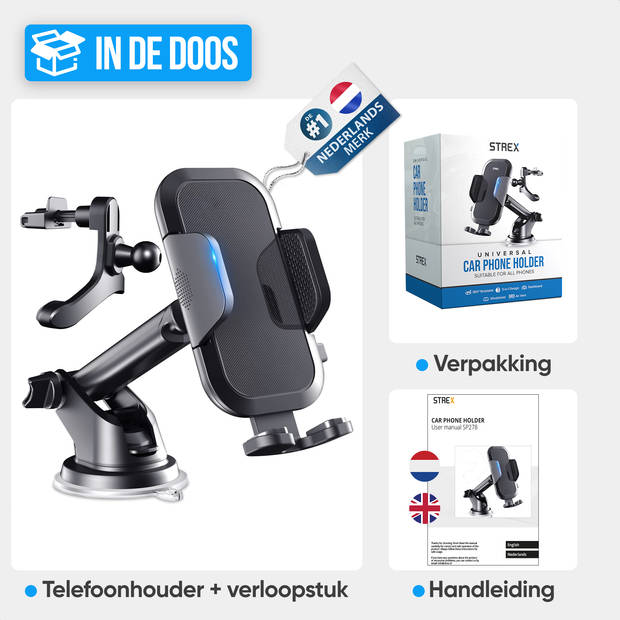 Strex Telefoonhouders Auto - Voorruit - Dashboard - Ventilatierooster - GSM Houder Voor Alle Telefoons - 360° Draaibaar