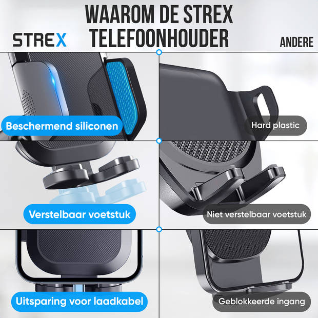 Strex Telefoonhouders Auto - Voorruit - Dashboard - Ventilatierooster - GSM Houder Voor Alle Telefoons - 360° Draaibaar