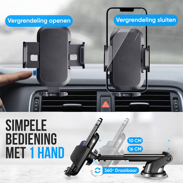 Strex Telefoonhouders Auto - Voorruit - Dashboard - Ventilatierooster - GSM Houder Voor Alle Telefoons - 360° Draaibaar