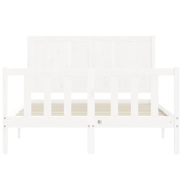 vidaXL Bedframe met hoofdbord massief hout wit 140x200 cm