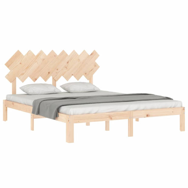 vidaXL Bedframe met hoofdbord massief hout 160x200 cm