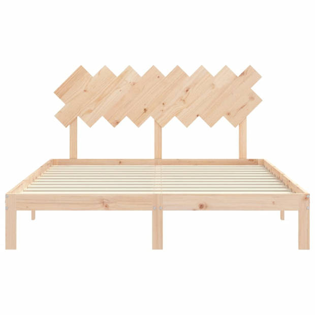 vidaXL Bedframe met hoofdbord massief hout 160x200 cm