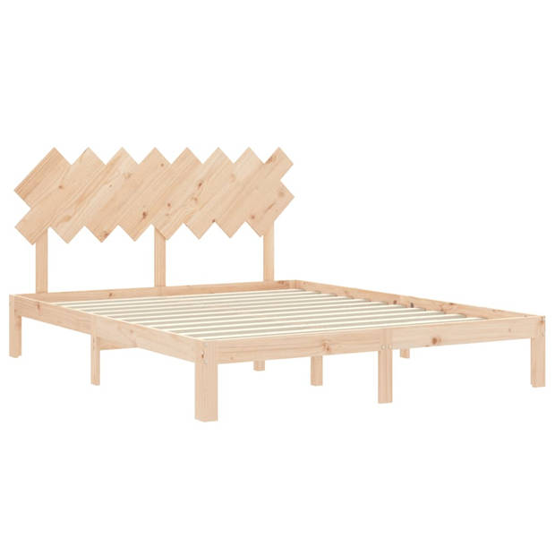 vidaXL Bedframe met hoofdbord massief hout 160x200 cm