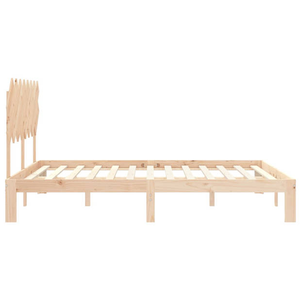 vidaXL Bedframe met hoofdbord massief hout 160x200 cm