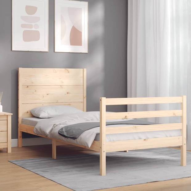 vidaXL Bedframe met hoofdbord massief hout 100x200 cm