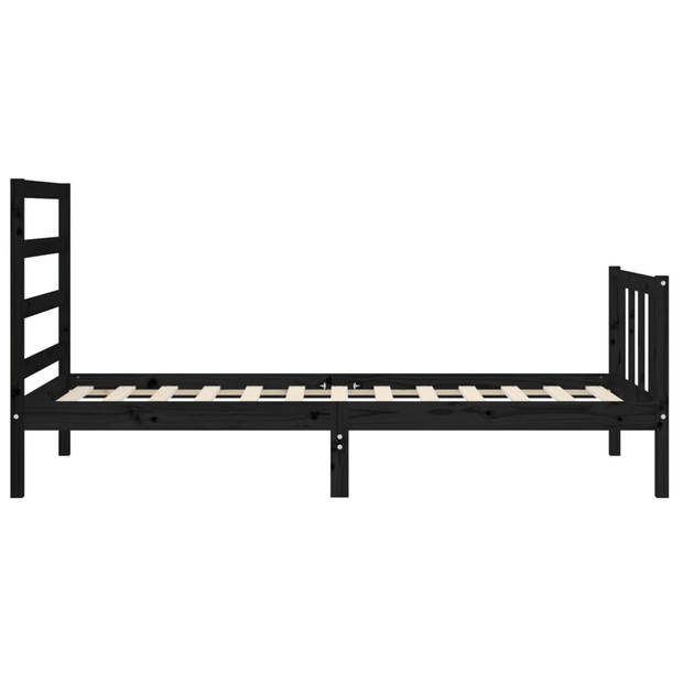 vidaXL Bedframe met hoofdbord massief hout zwart