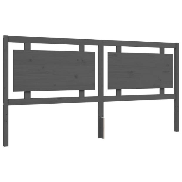 vidaXL Bedframe met hoofdbord massief hout grijs 200x200 cm