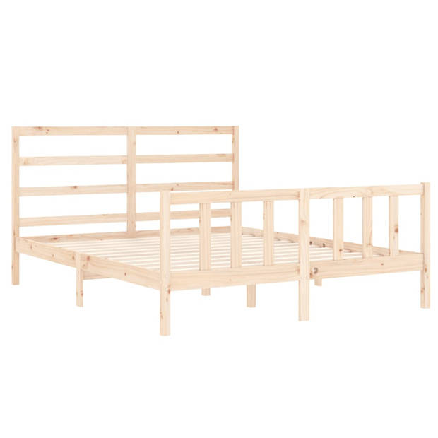 vidaXL Bedframe met hoofdbord massief hout 160x200 cm