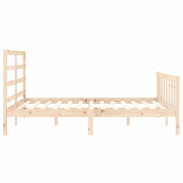 vidaXL Bedframe met hoofdbord massief hout 160x200 cm