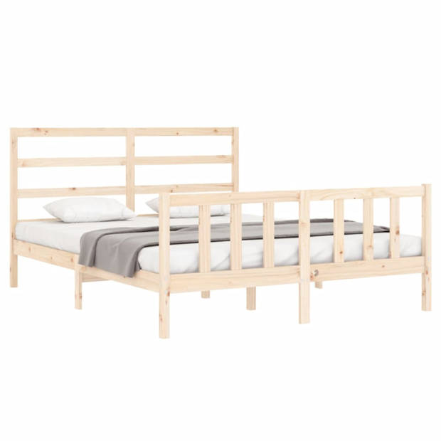 vidaXL Bedframe met hoofdbord massief hout 160x200 cm