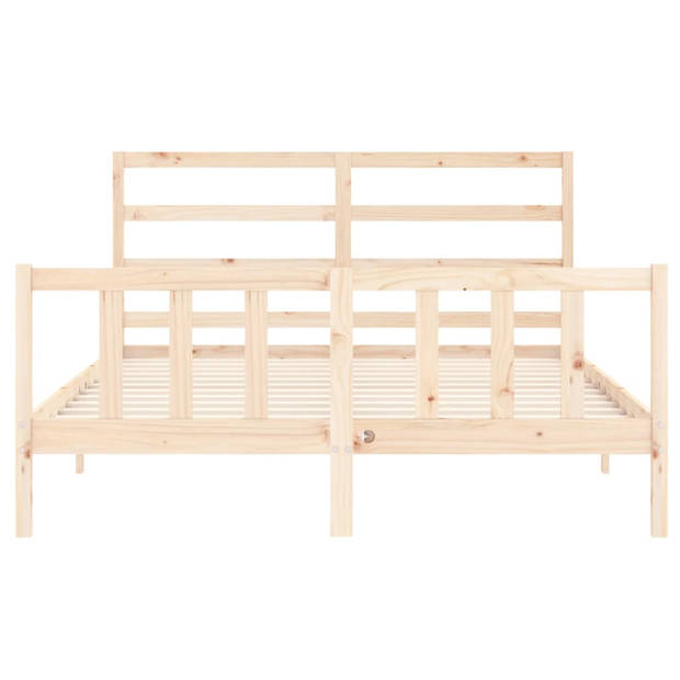 vidaXL Bedframe met hoofdbord massief hout 160x200 cm