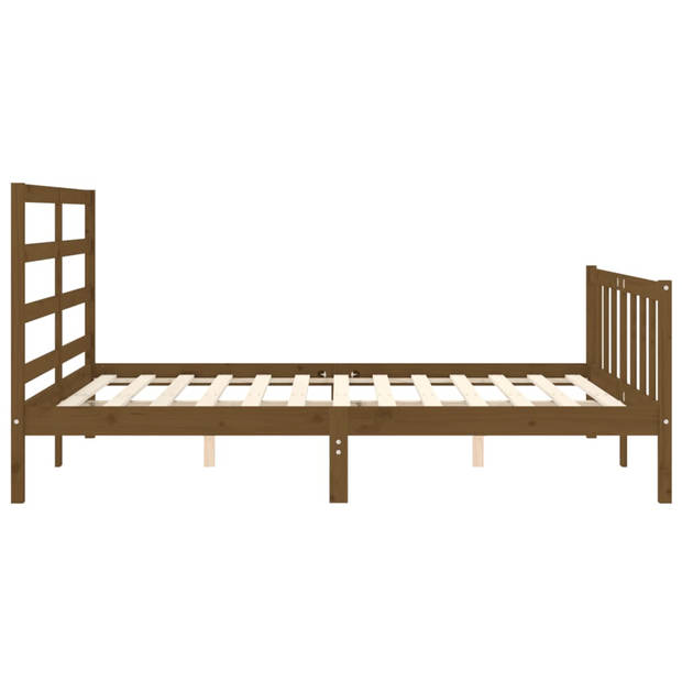 vidaXL Bedframe met hoofdbord massief hout honingbruin