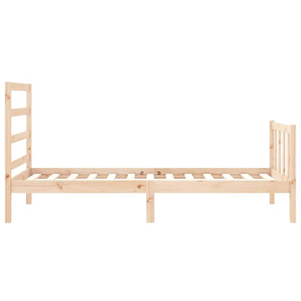 vidaXL Bedframe met hoofdbord massief hout 90x200 cm