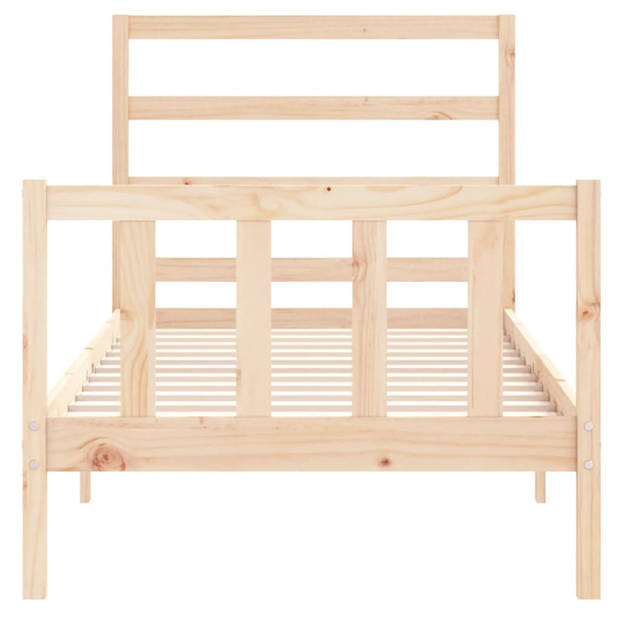 vidaXL Bedframe met hoofdbord massief hout 90x200 cm