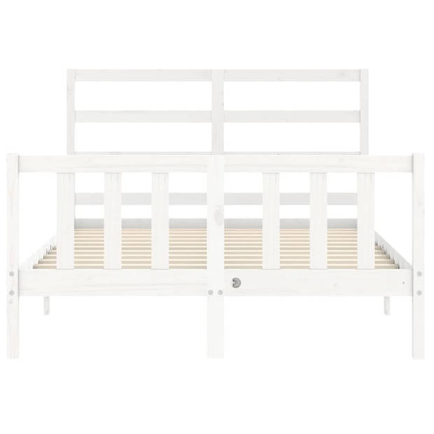 vidaXL Bedframe met hoofdbord massief hout wit 120x200 cm