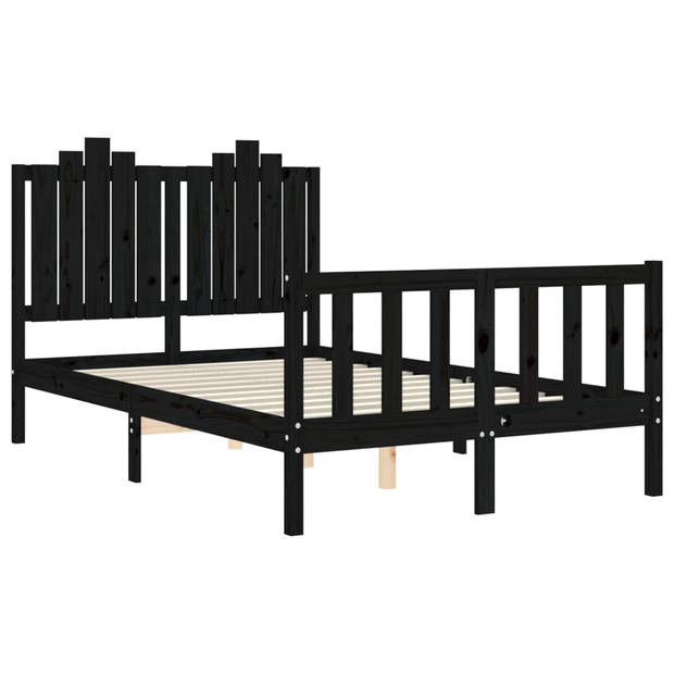 vidaXL Bedframe met hoofdbord massief hout zwart