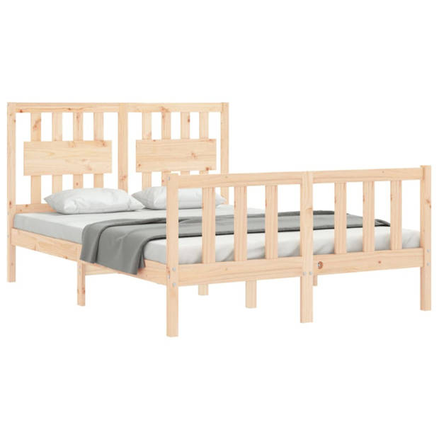 vidaXL Bedframe met hoofdbord massief hout 120x200 cm