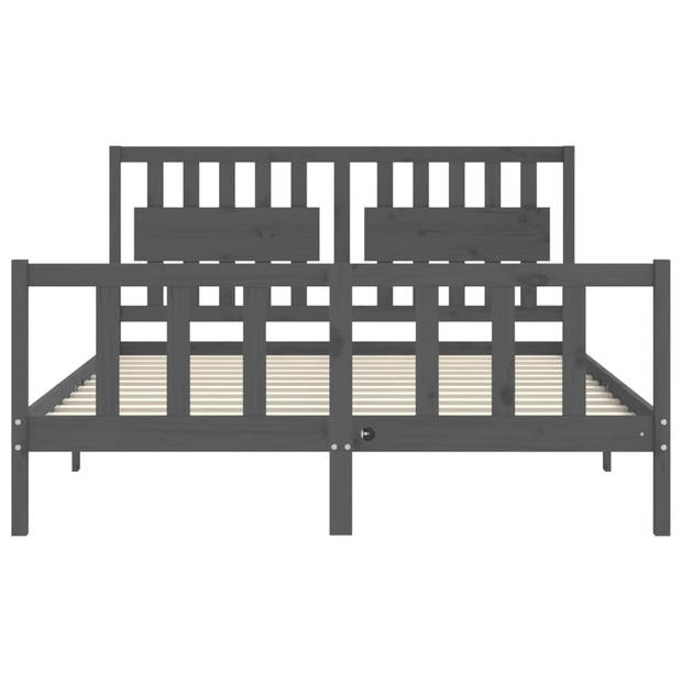 vidaXL Bedframe met hoofdbord massief hout grijs