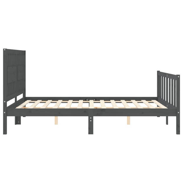 vidaXL Bedframe met hoofdbord massief hout grijs