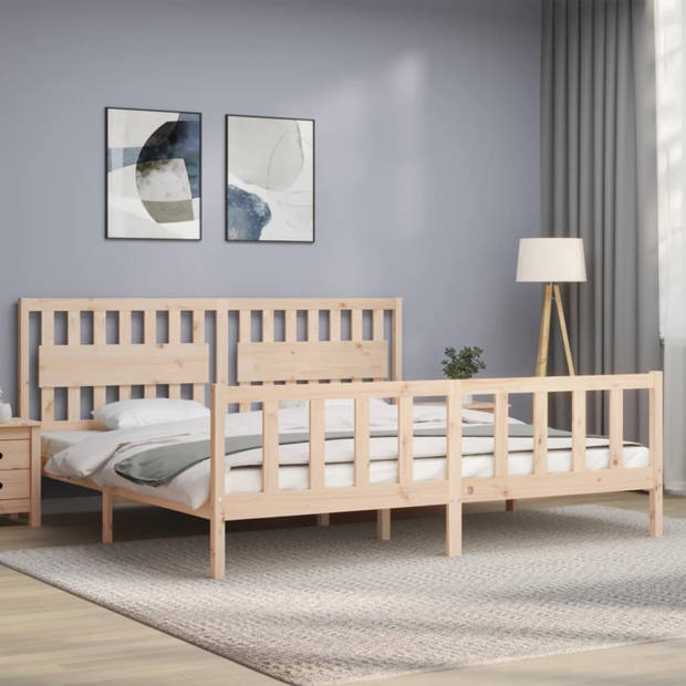 vidaXL Bedframe met hoofdbord massief hout 200x200 cm