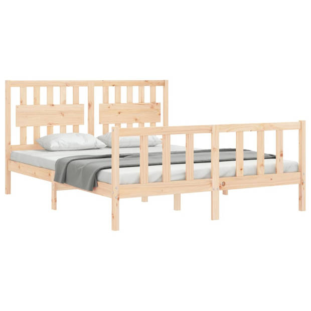 vidaXL Bedframe met hoofdbord massief hout