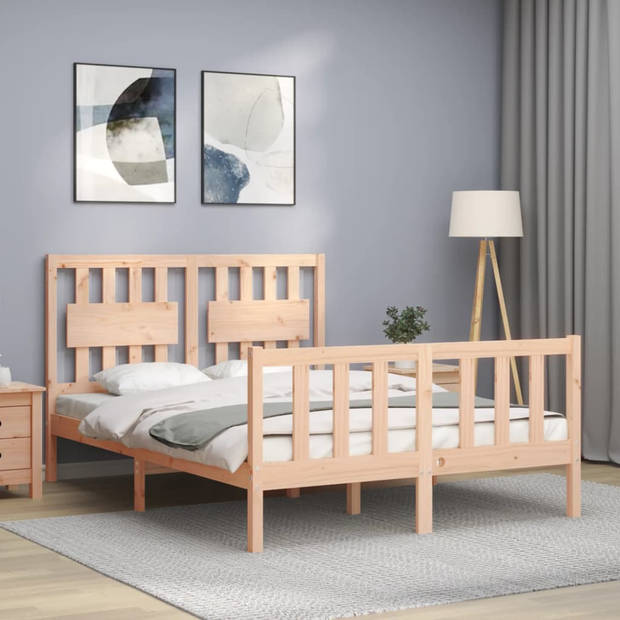 vidaXL Bedframe met hoofdbord massief hout 140x200 cm