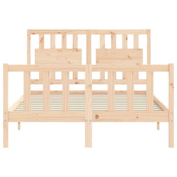 vidaXL Bedframe met hoofdbord massief hout 140x190 cm