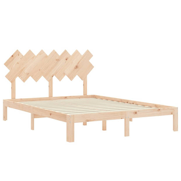 vidaXL Bedframe met hoofdbord massief hout