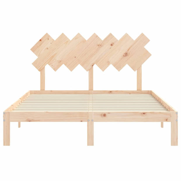 vidaXL Bedframe met hoofdbord massief hout