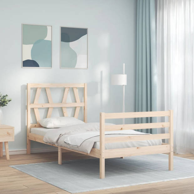 vidaXL Bedframe met hoofdbord massief hout