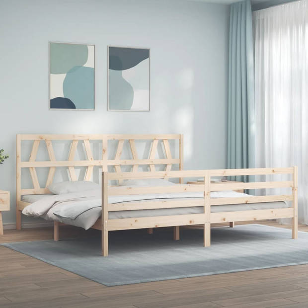 vidaXL Bedframe met hoofdbord massief hout 200x200 cm