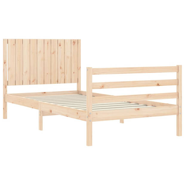 vidaXL Bedframe met hoofdbord massief hout 100x200 cm