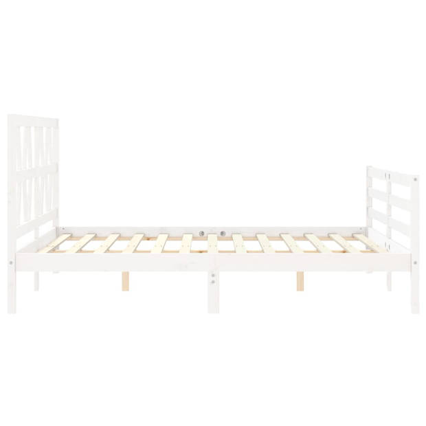 vidaXL Bedframe met hoofdbord massief hout wit