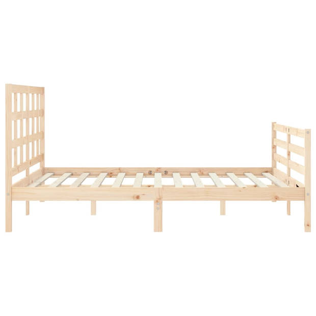 vidaXL Bedframe met hoofdbord massief hout