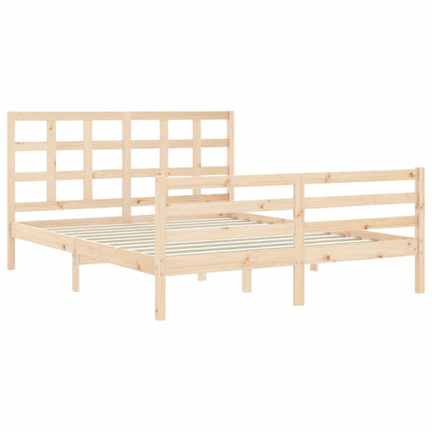 vidaXL Bedframe met hoofdbord massief hout