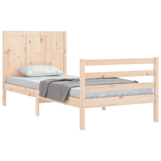 vidaXL Bedframe met hoofdbord massief hout