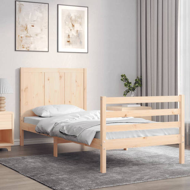 vidaXL Bedframe met hoofdbord massief hout