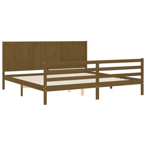 vidaXL Bedframe met hoofdbord massief hout honingbruin 200x200 cm