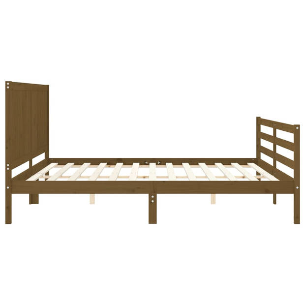 vidaXL Bedframe met hoofdbord massief hout honingbruin 200x200 cm