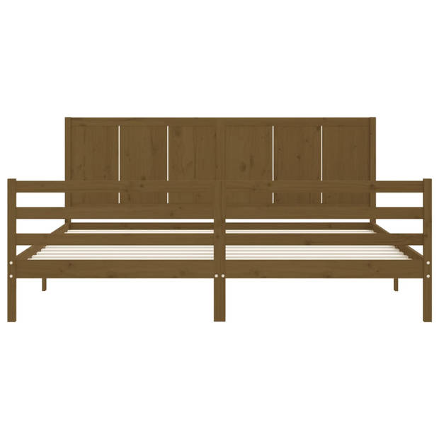 vidaXL Bedframe met hoofdbord massief hout honingbruin 200x200 cm