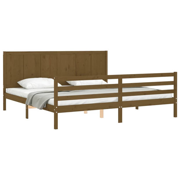 vidaXL Bedframe met hoofdbord massief hout honingbruin 200x200 cm