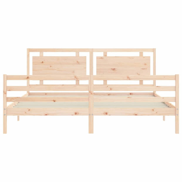 vidaXL Bedframe met hoofdbord massief hout 200x200 cm