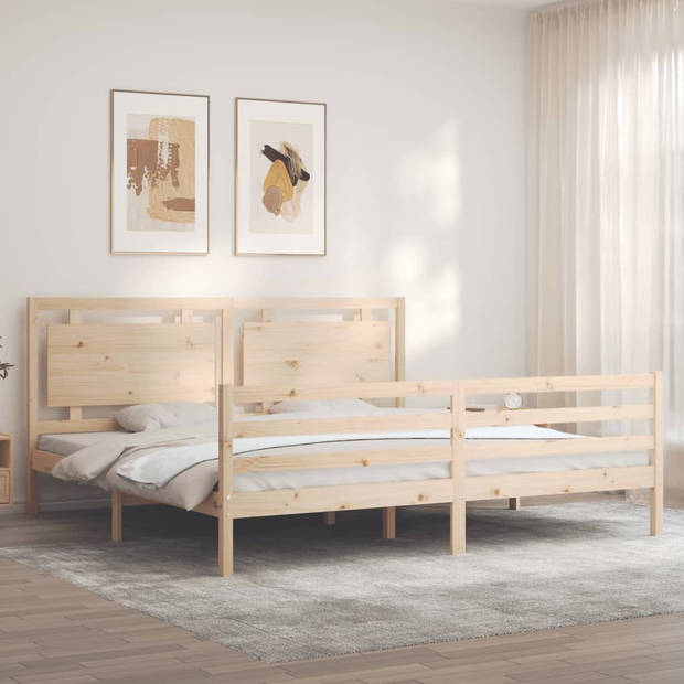 vidaXL Bedframe met hoofdbord massief hout 200x200 cm