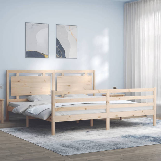 vidaXL Bedframe met hoofdbord massief hout 200x200 cm