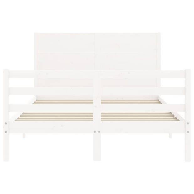 vidaXL Bedframe met hoofdbord massief hout wit 120x200 cm